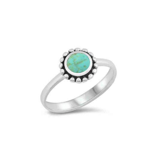 Sterling silver turquoise ring, boho vintage-inspired jewelry, simulated turquoise stone