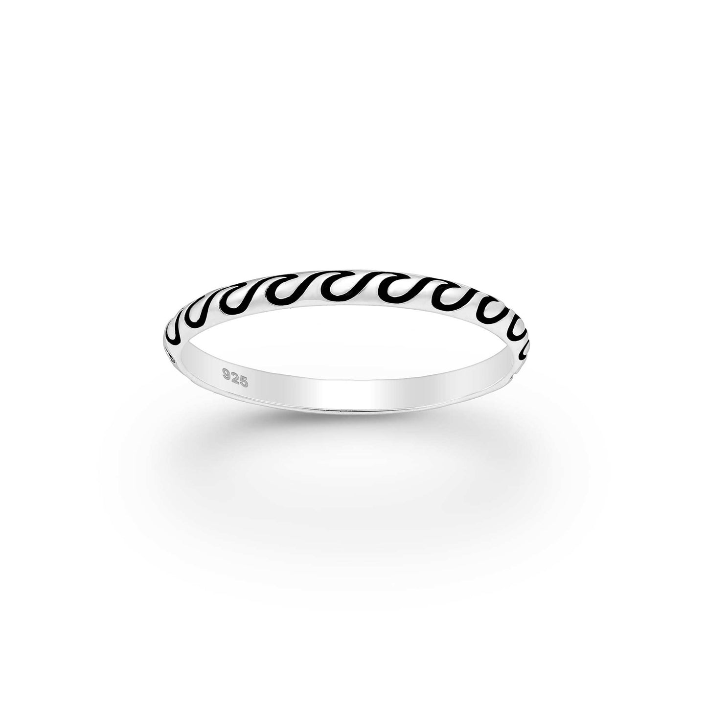 Sterling silver wave ring, minimalist ocean-inspired jewelry, beach stacking ring