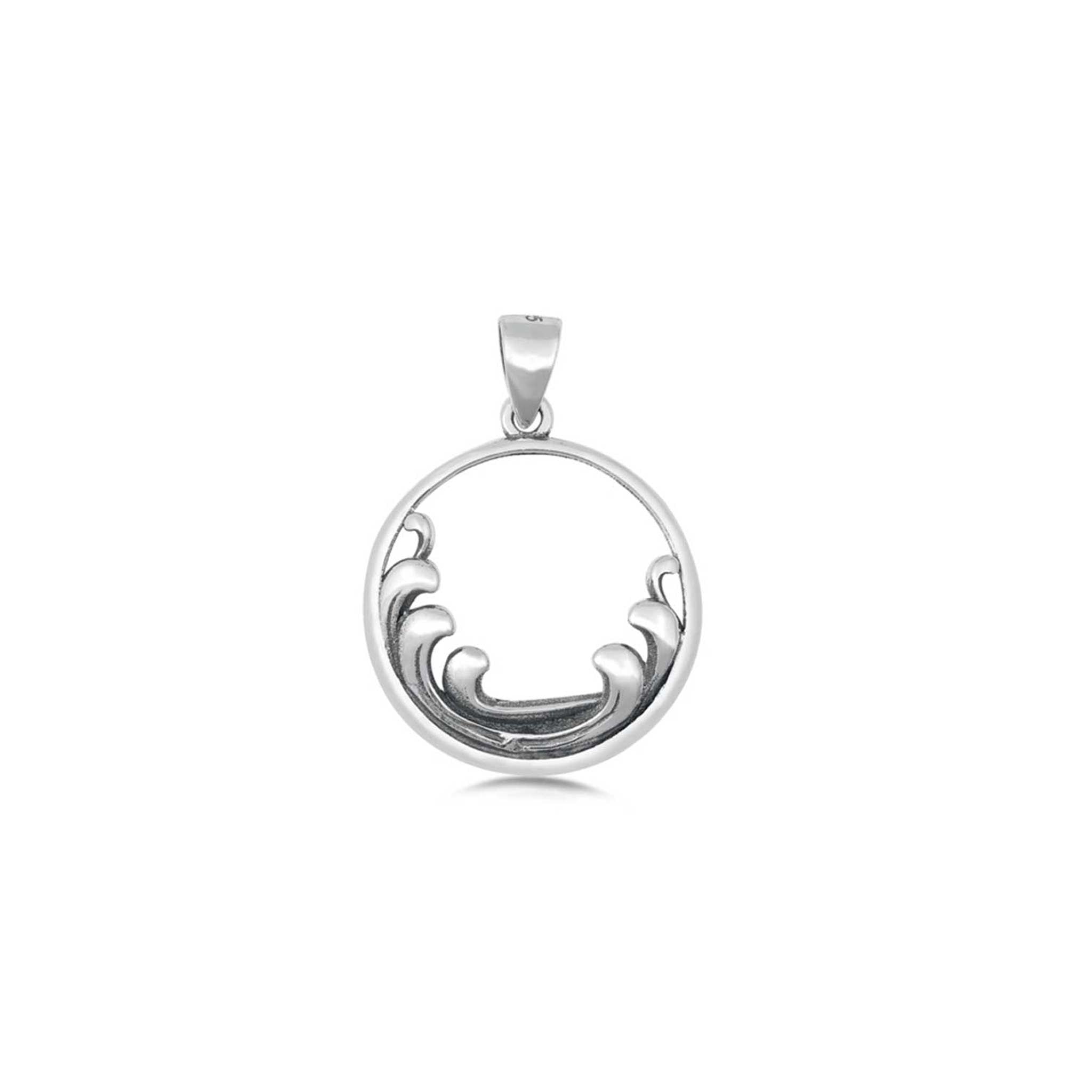 925 Sterling Silver Waves Pendant, Sculpted Ocean Charm Necklace, Minimalist Sea-Inspired Jewellery