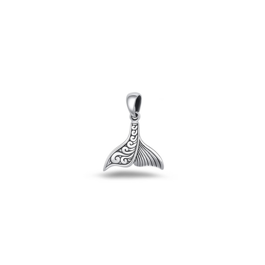 Tribal whale tail pendant in 925 sterling silver with ocean-inspired design