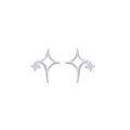 925 sterling silver open four-point star stud earrings with cubic zirconia accent and butterfly back
