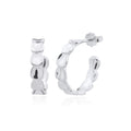 925 sterling silver scale textured open half-hoop stud earrings with butterfly back, statement design