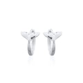 925 sterling silver whale tail huggie earrings showing hinged hoop and detailed whale tail design
