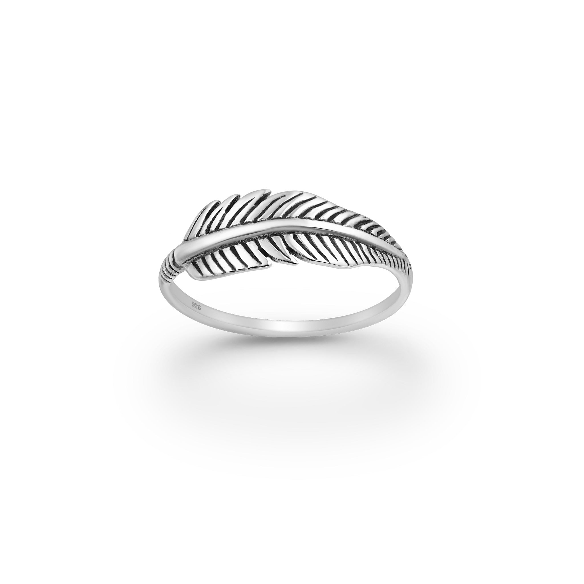 Sterling silver feather ring, boho minimalist jewelry, nature-inspired design