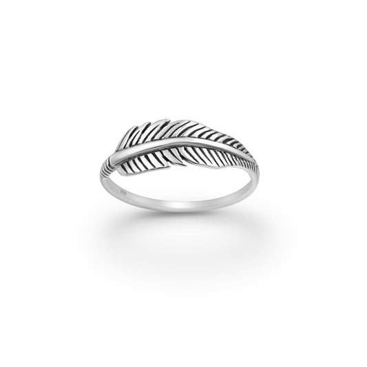 Sterling silver feather ring, boho minimalist jewelry, nature-inspired design