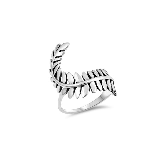 Sterling silver fern leaf ring, nature-inspired, boho statement jewelry