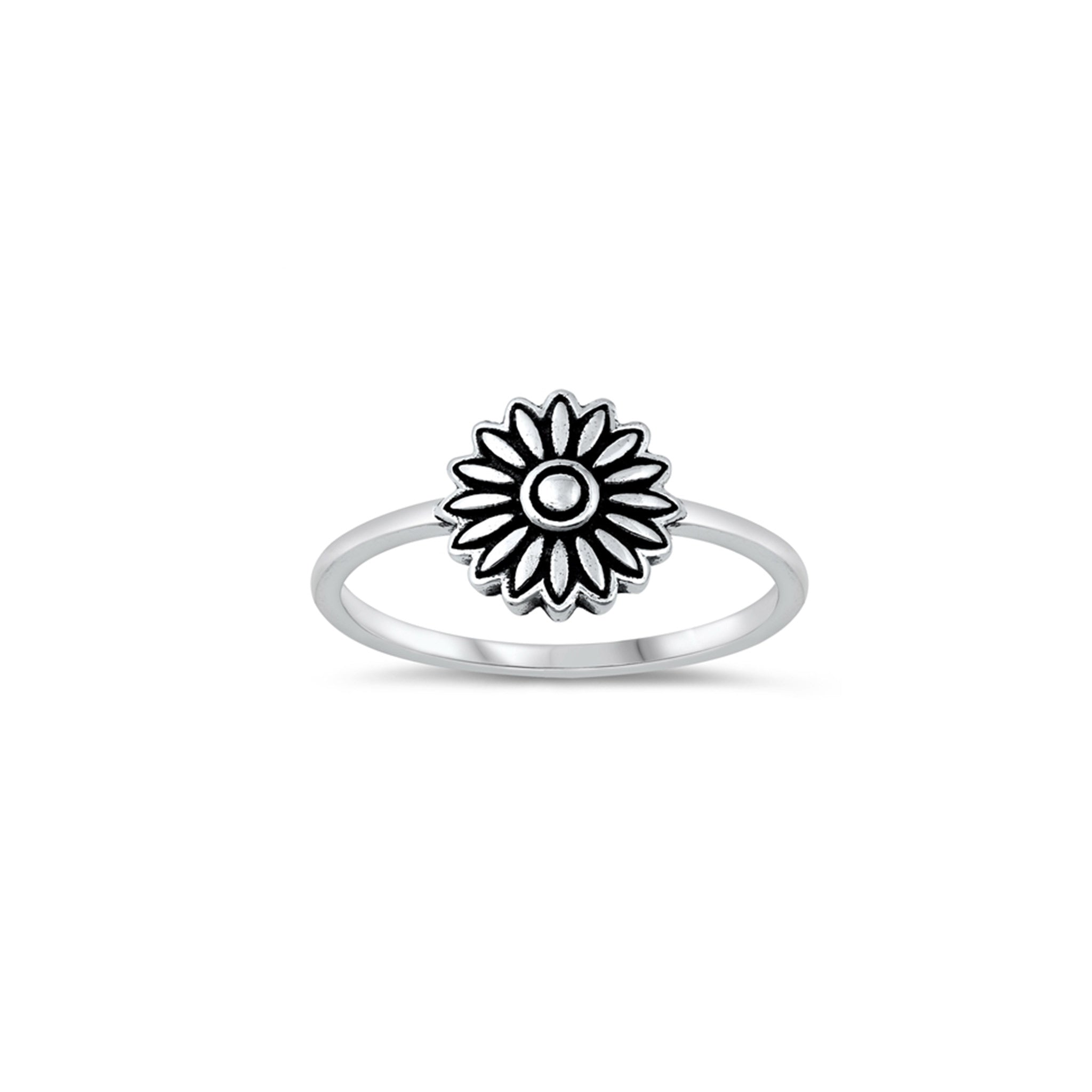 Sterling silver flower ring, nature-inspired jewelry, boho floral design