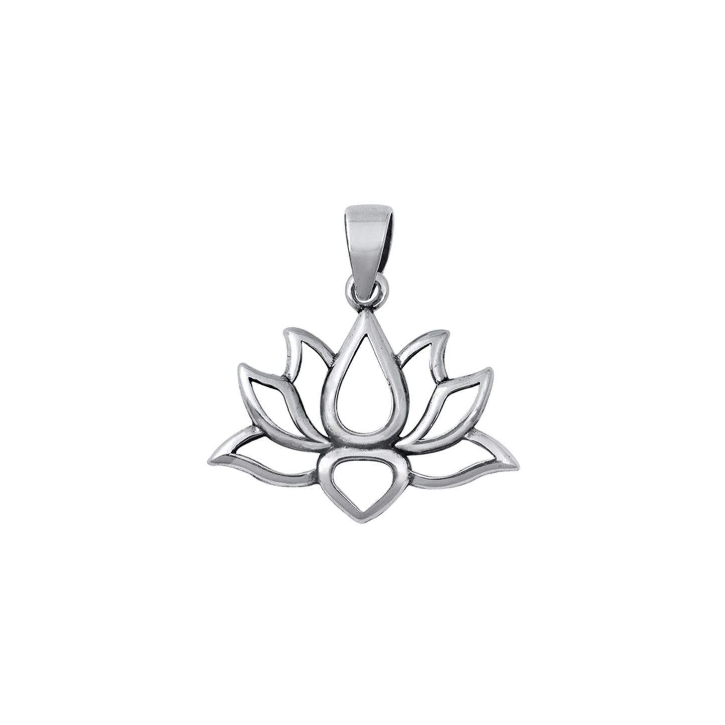 Elegant 925 sterling silver lotus pendant, minimalist spiritual jewelry, lightweight silver charm.