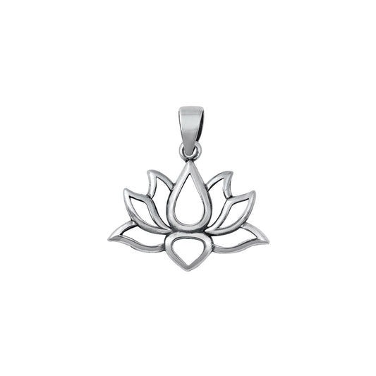 Elegant 925 sterling silver lotus pendant, minimalist spiritual jewelry, lightweight silver charm.