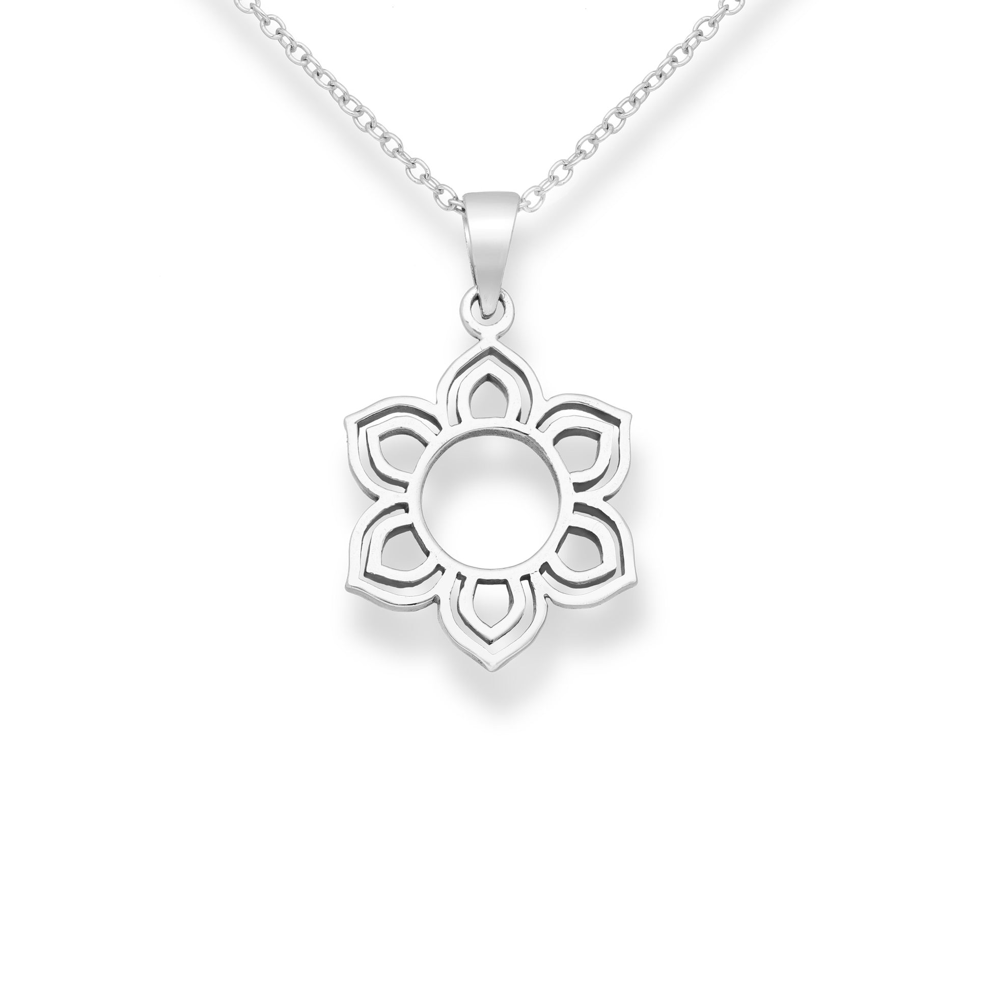 Elegant 925 sterling silver lotus pendant, spiritual floral charm, minimalist silver jewelry.