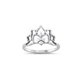 Sterling silver lotus flower ring, oxidized finish, delicate and minimalist design