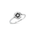 Sterling silver sunflower ring, nature-inspired floral jewelry, detailed oxidized finish