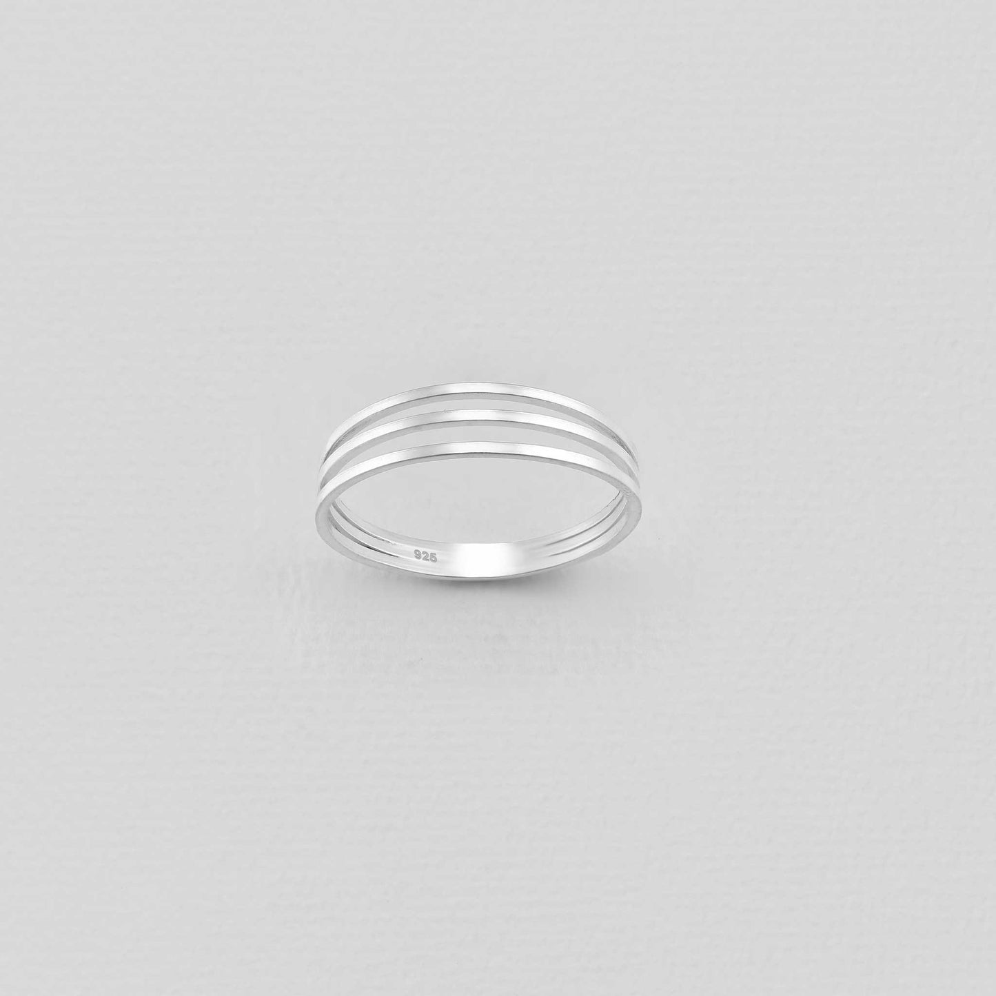 Triple layered sterling silver ring, minimalist stackable silver band, modern silver jewellery