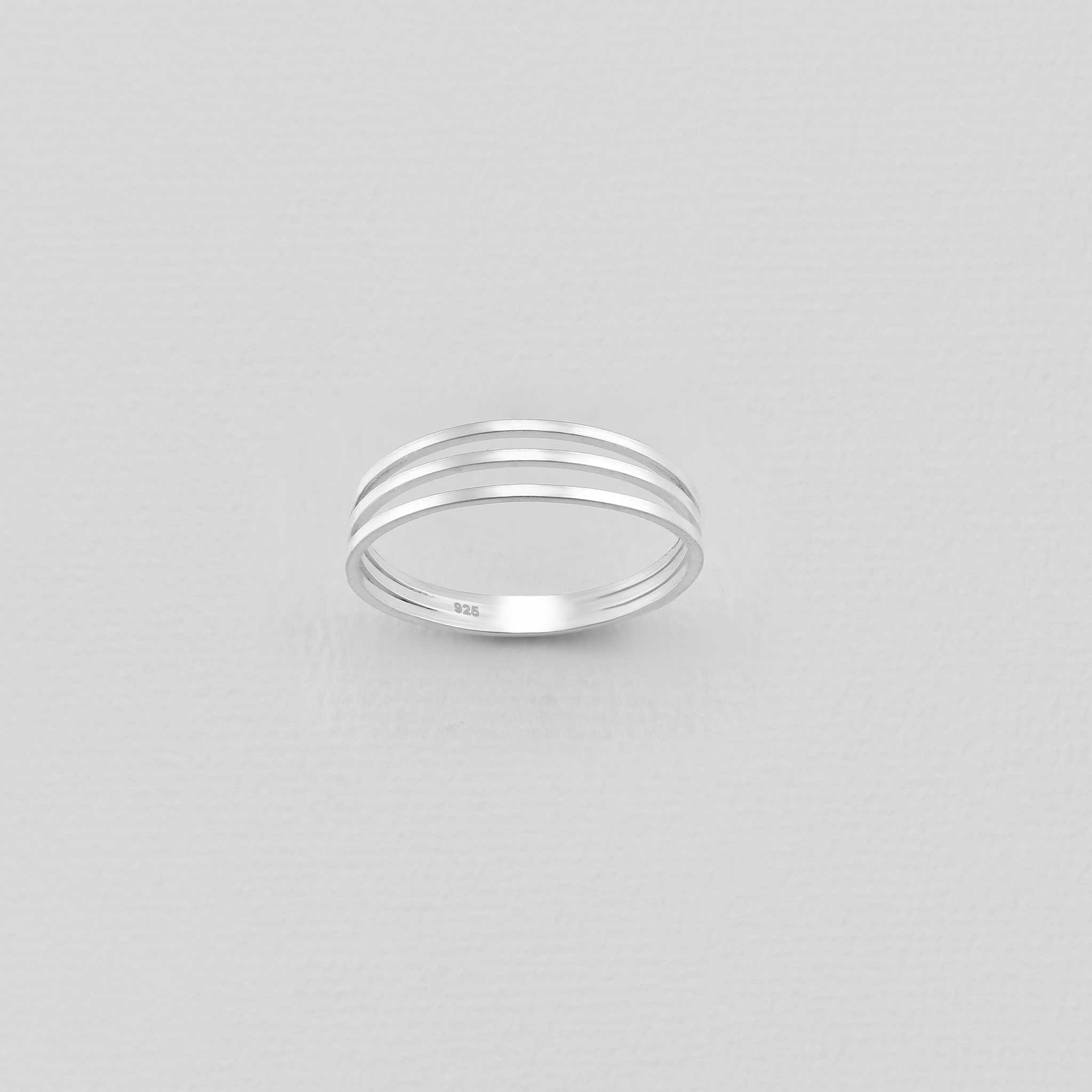 Triple layered sterling silver ring, minimalist stackable silver band, modern silver jewellery