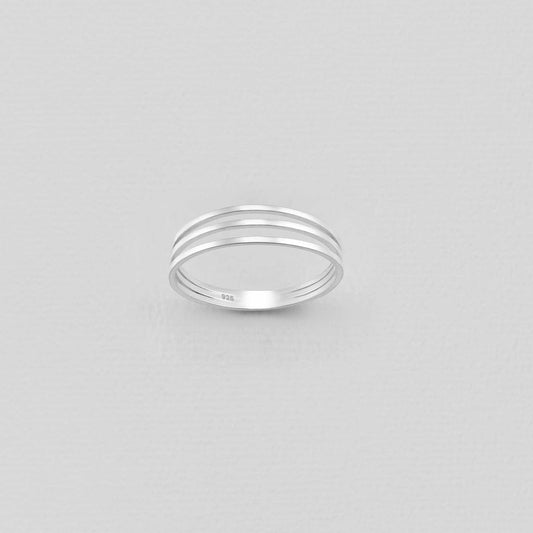 Triple layered sterling silver ring, minimalist stackable silver band, modern silver jewellery