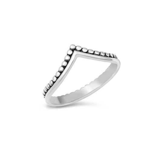 925 Sterling silver V-shaped ring, Bali-inspired design, minimalist stacking ring