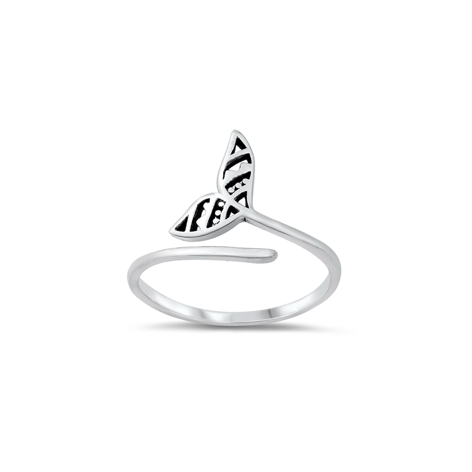 Whale tail sterling silver ring, ocean-inspired silver jewelry, sea life ring
