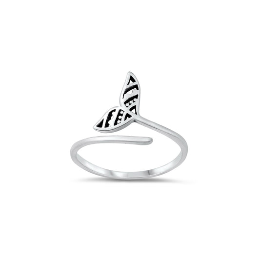 Whale tail sterling silver ring, ocean-inspired silver jewelry, sea life ring
